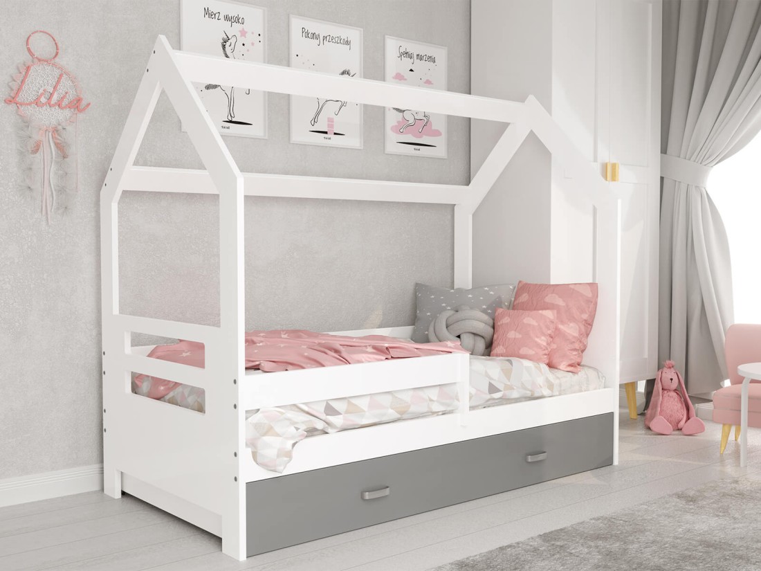 Outlet - Łóżko Domek dziecięce 160x80 dla dzieci biały D3B