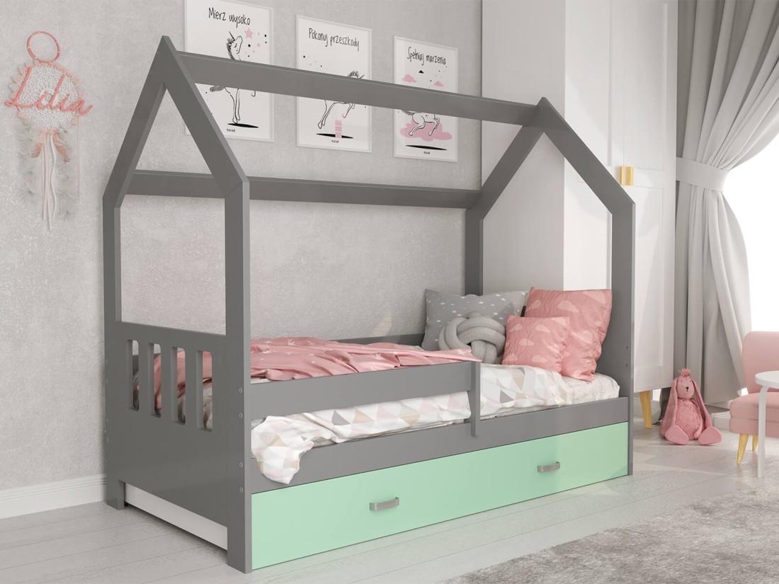 OUTLET - Łóżko Domek dziecięce 160x80 dla dzieci szary D3C
