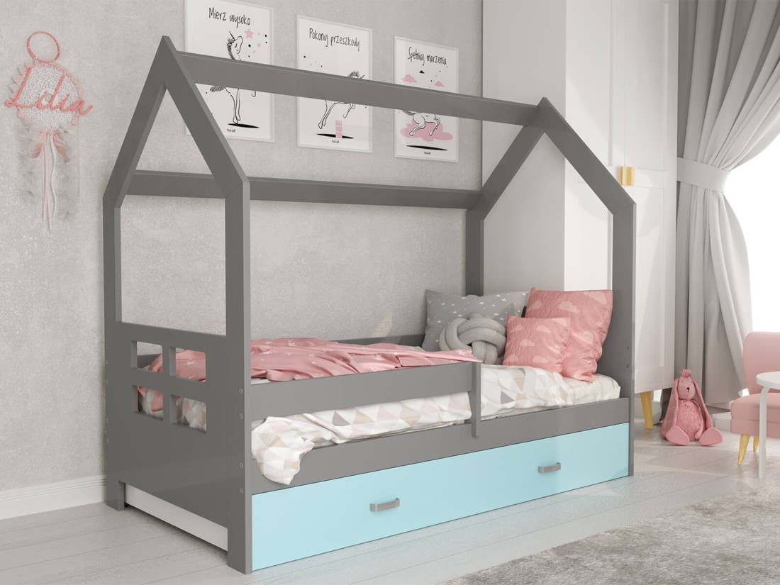 OUTLET - Łóżko Domek dziecięce 160x80 dla dzieci szary D3D