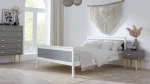 OUTLET - Łóżko drewniane Laris 160x200 białe z szarymi płytami