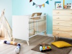 Łóżeczko dziecięce sosnowe Baby Happy  60x120 białe/sosna