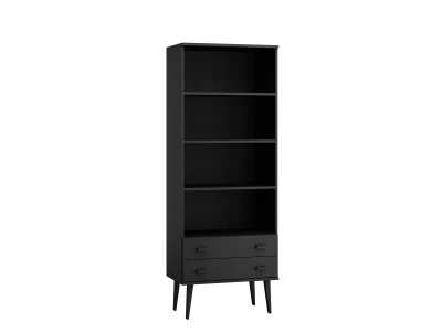 Regał drewniany Venuci 2 szuflady 89 cm czarny