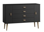 Komoda sosnowa drewniana Venuci nr3 155 cm 4s czarna