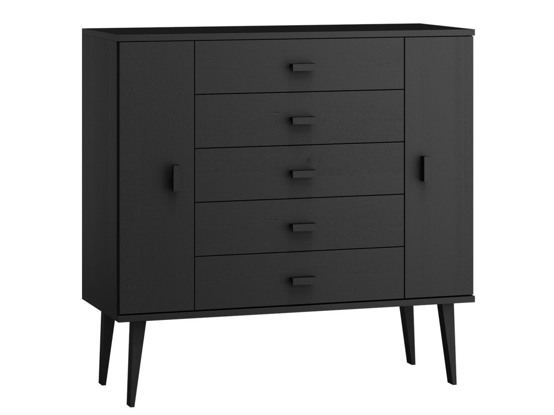 Komoda sosnowa drewniana Venuci nr3 115 cm 5s czarna