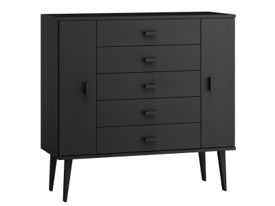 Komoda sosnowa drewniana Venuci nr3 115 cm 5s czarna