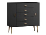 Komoda sosnowa drewniana Venuci nr3 115 cm 5s czarna