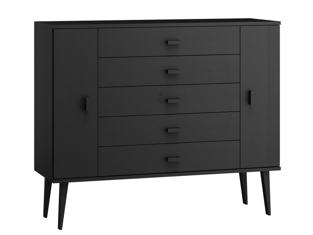Komoda sosnowa drewniana Venuci nr3 175 cm 5s czarna