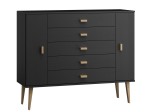 Komoda sosnowa drewniana Venuci nr3 175 cm 5s czarna