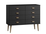 Komoda sosnowa drewniana Venuci nr2 135 cm 4s czarna