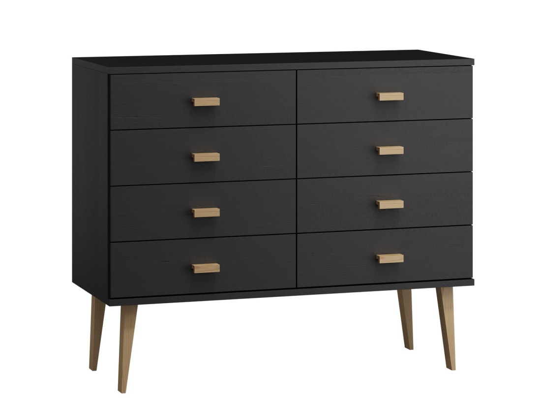 Komoda sosnowa drewniana Venuci nr2 155 cm 4s czarna