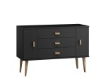 Komoda sosnowa drewniana Venuci nr3 117 cm 3s  czarna