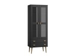 Witryna drewniana Venuci 2 szuflady 79cm czarna