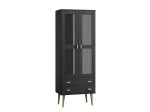 Witryna drewniana Venuci 2 szuflady 89 cm czarna