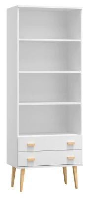 Regał drewniany Venuci 2 szuflady 89 cm biały