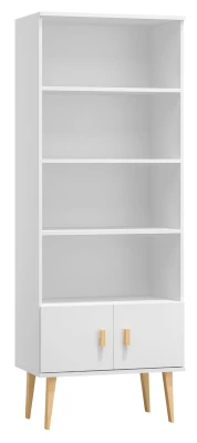 Regał drewniany Venuci drzwiczki 79 cm biały
