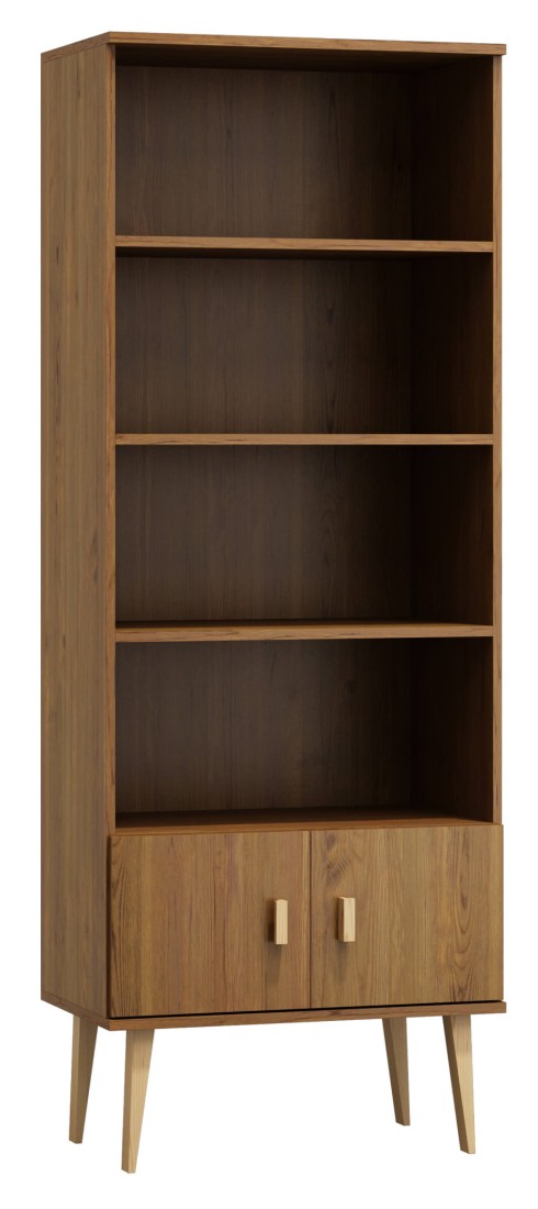 Regał drewniany Venuci drzwiczki 79 cm dąb