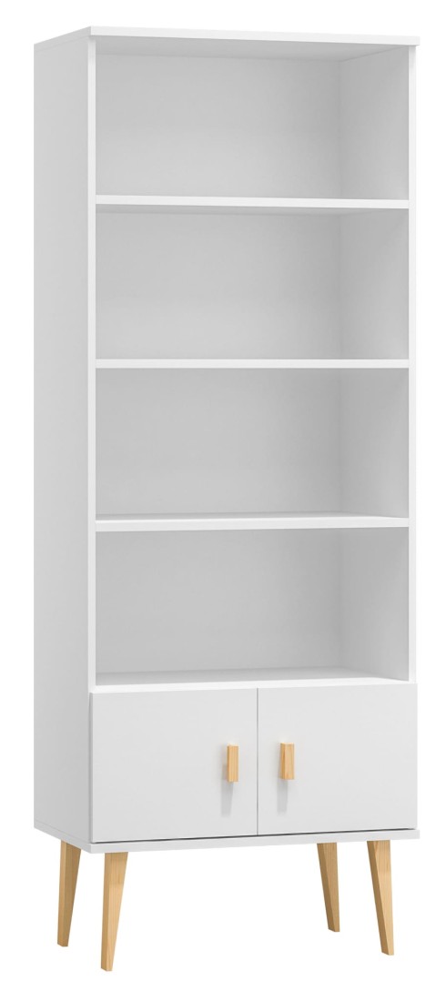 Regał drewniany Venuci drzwiczki 89 cm biały