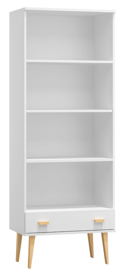 Regał drewniany Venuci Szuflada 79 cm biały