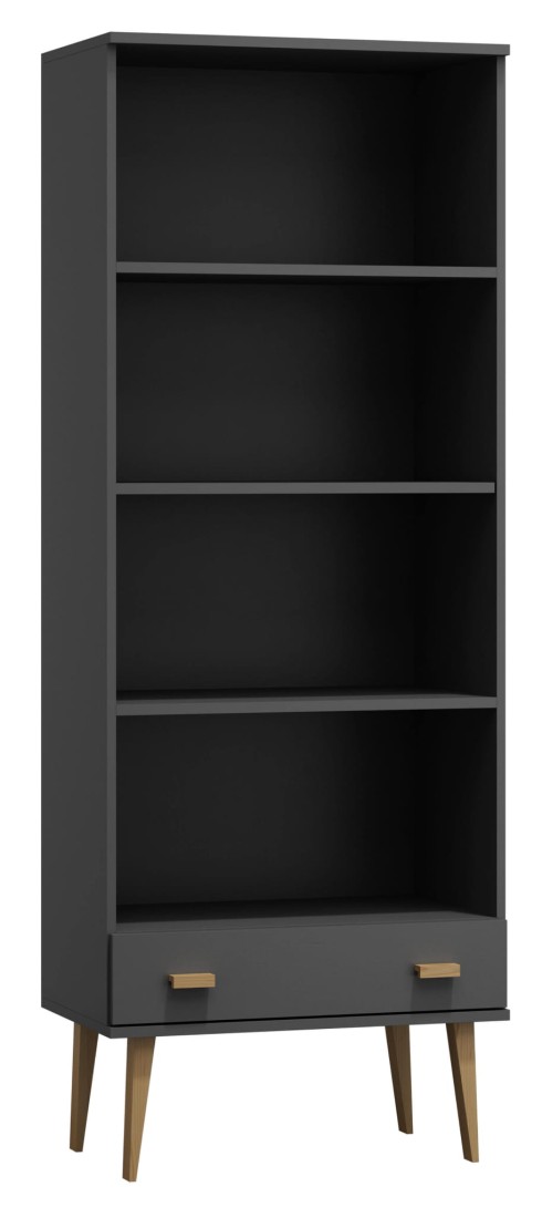 Regał drewniany Venuci Szuflada 89 cm szary