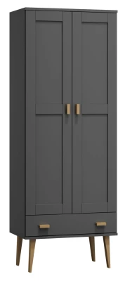 Szafa sosnowa Venuci 2D nr2 wieszak szuflada 79 cm szara