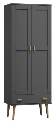 Szafa sosnowa Venuci 2D nr2 wieszak/półki szuflada 79 cm szara