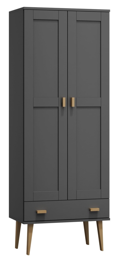 Szafa sosnowa Venuci 2D nr2 wieszak szuflada 89 cm szara