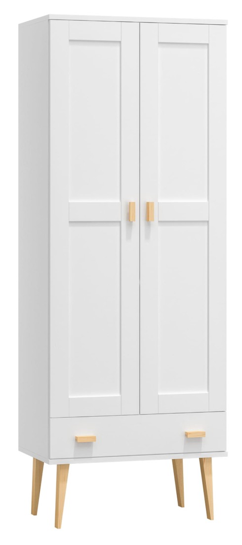Szafa sosnowa Venuci 2D nr2 wieszak szuflada 89 cm biała