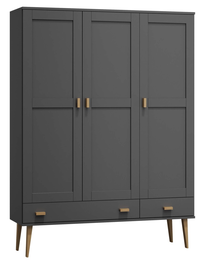 Szafa sosnowa Venuci 3D nr2 wieszak/półki szuflada 117 cm szara