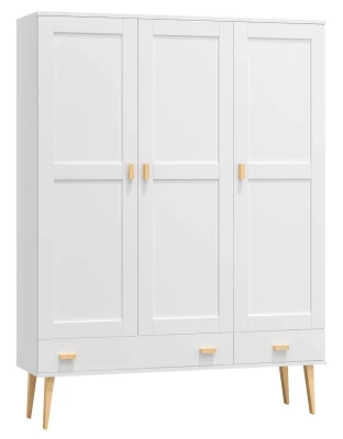 Szafa sosnowa Venuci 3D nr2 wieszak/półki szuflada 117 cm biała