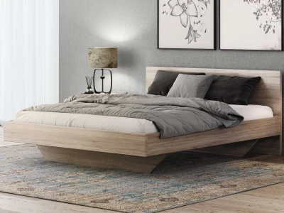 Łóżko lewitujące 140x200 dąb sonoma DM2 z płyty meblowej