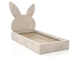 Łóżko dziecięce tapicerowane z pojemnikiem 90x200 ze stelażem beżowy Velvet Kids Line 2 Królik