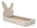 Łóżko dziecięce tapicerowane z pojemnikiem 90x200 ze stelażem beżowy Velvet Kids Line 2 Królik