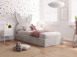Łóżko dziecięce tapicerowane z pojemnikiem 90x200 ze stelażem szary Velvet Kids Line 2 Królik