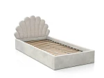 Łóżko dziecięce tapicerowane z pojemnikiem 90x200 ze stelażem szary Velvet Kids Line 3 Muszelka