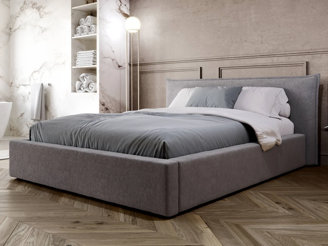  Łóżko tapicerowane z pojemnikiem 140x200 szare PRO line 19 Soro 90