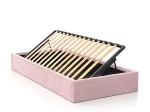 Łóżko dziecięce tapicerowane 90x200 z pojemnikiem ze stelażem Różowy Velvet Kids Line BOX