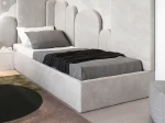 Łóżko dziecięce tapicerowane 90x200 z pojemnikiem ze stelażem Szary Velvet Kids Line BOX