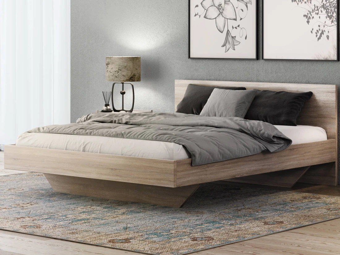 Łóżko lewitujące 180x200 dąb sonoma DM2 z płyty meblowej 