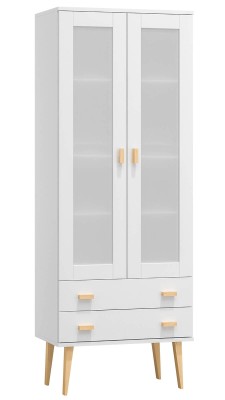 Witryna drewniana Venuci 2 szuflady 89 cm biała