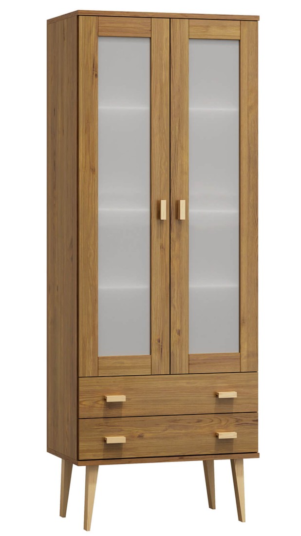 Witryna drewniana Venuci 2 szuflady 79cm dąb