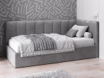 Tapczan jednoosobowy tapicerowany 90x200 z pojemnikiem ze stelażem grafitowy Velvet Tom