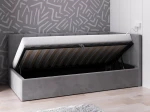 Tapczan jednoosobowy tapicerowany 90x200 z pojemnikiem ze stelażem grafitowy Velvet Tom