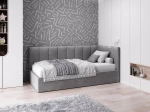 Tapczan jednoosobowy tapicerowany 90x200 z pojemnikiem ze stelażem grafitowy Velvet Tom
