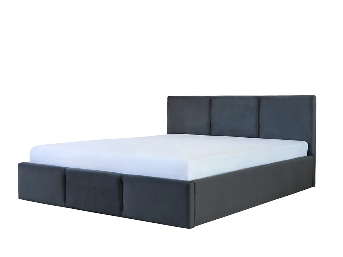 Łóżko tapicerowane z zagłówkiem Top line 7 w rozmiarze 140x200 w tkaninie velvet grafit