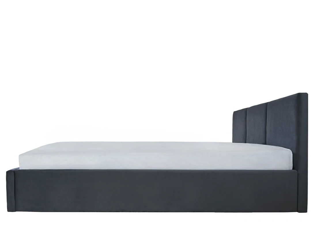 Łóżko tapicerowane z zagłówkiem Top line 7 w rozmiarze 140x200 w tkaninie velvet grafit bok