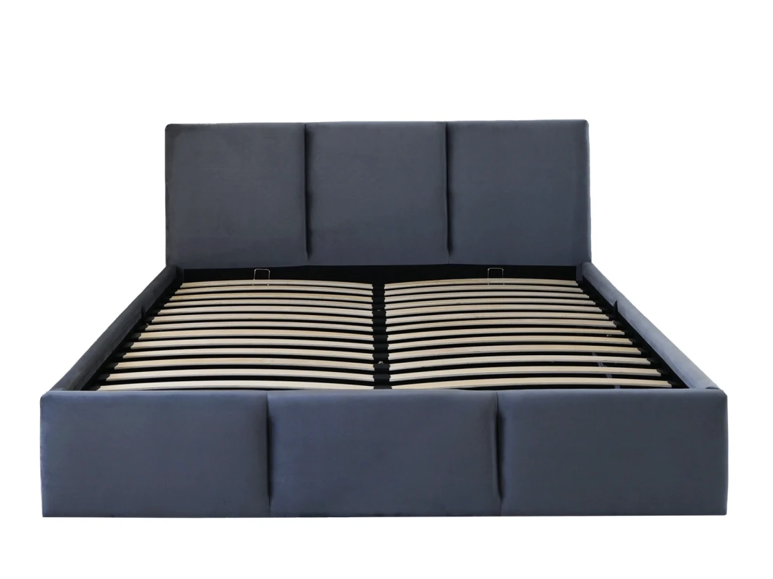 Łóżko tapicerowane z zagłówkiem Top line 7 w rozmiarze 140x200 w tkaninie velvet grafit stelaż przód