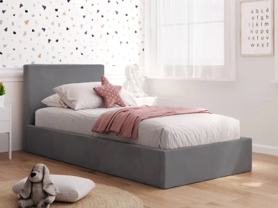 Łóżko dziecięce tapicerowane z pojemnikiem 90x200 ze stelażem grafit Velvet Kids Line 4