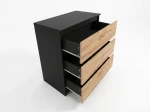 Komoda z szufladami 3S 70x77 cm Fabio Czarna + Dąb Craft