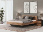 Łóżko lewitujące 140x200 dąb craft + czarny DM2 z płyty meblowej 