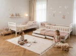 Łóżko piętrowe 3 osobowe drewniane 90x200 z szufladami P3S białe